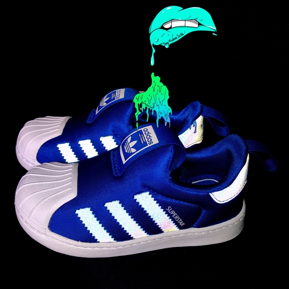 Adidas Superstar 360 Infant Blue White 3M Reflective Iridescent Sneakers - Picture 1 of 9
